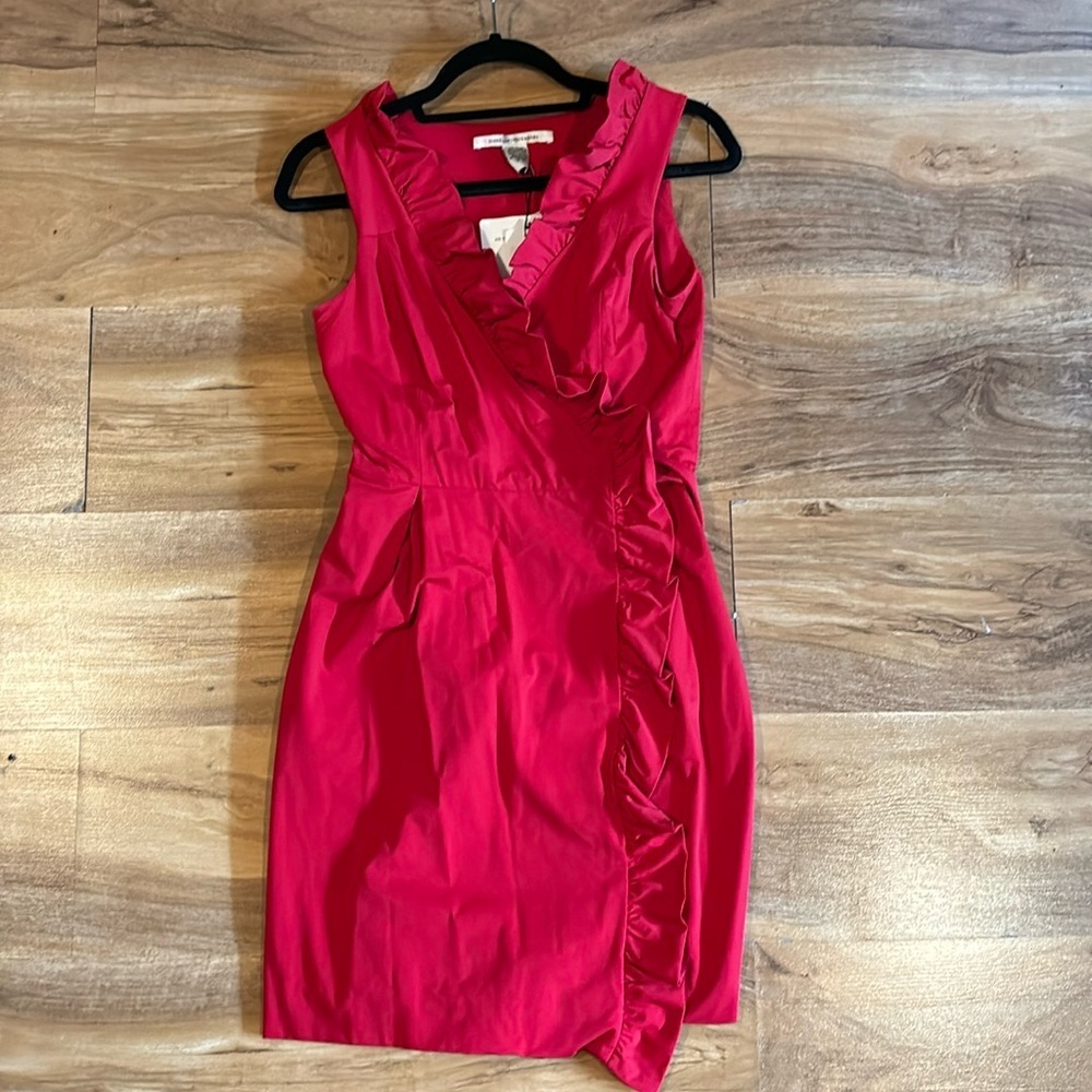 NWT-Diane Von Furstenberg Red Ruffle Dress